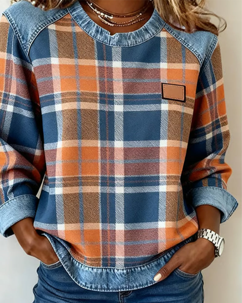 Ivy | Sweatshirt with plaid patches