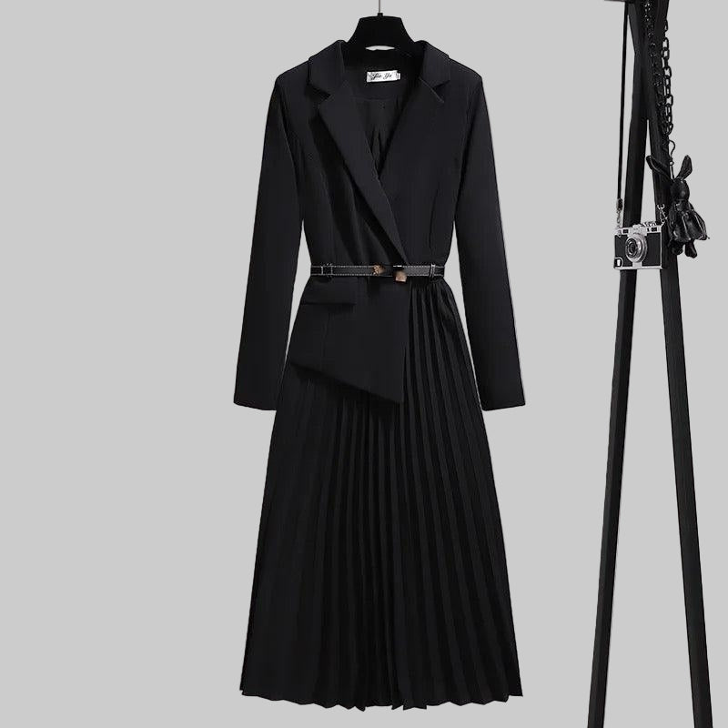 Nova Elegant Pleated Blazer Dress