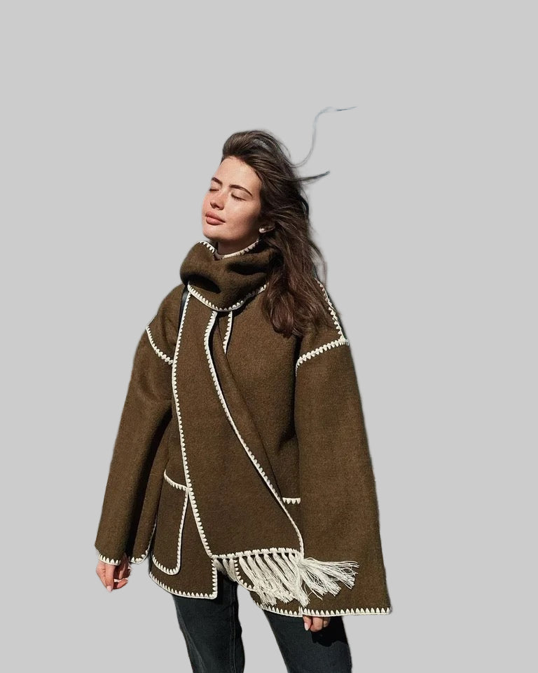 Cora Large Wool Jacket with Scarf