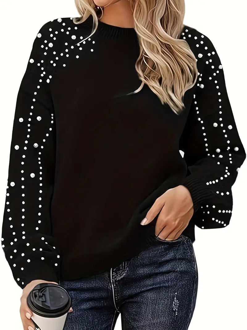 Quinlee - Knitted blouse with long sleeves and round neckline