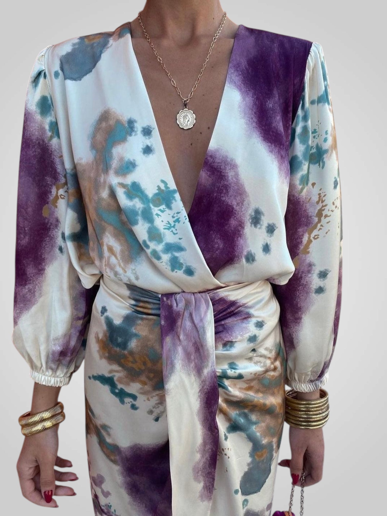 Bella | Women's Wrap Dress with Multicolored Pattern