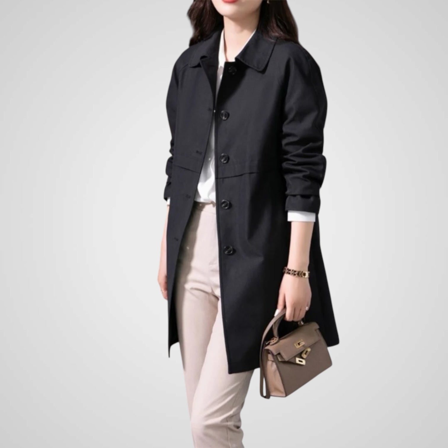 Elise | Elegant Single Button Short Trench Coat for Women