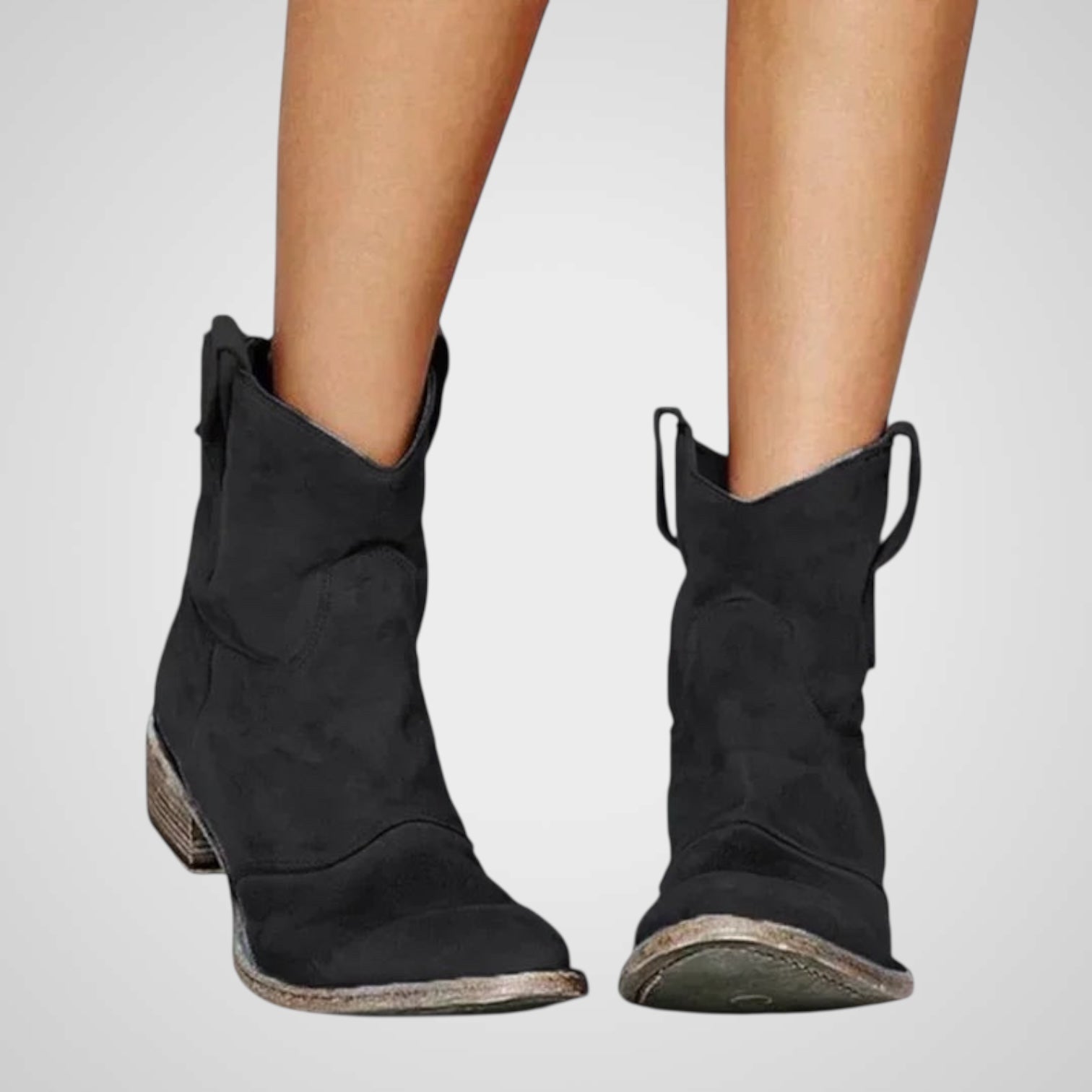 Zagia | Women's Retro Leather Cowboy Ankle Boots