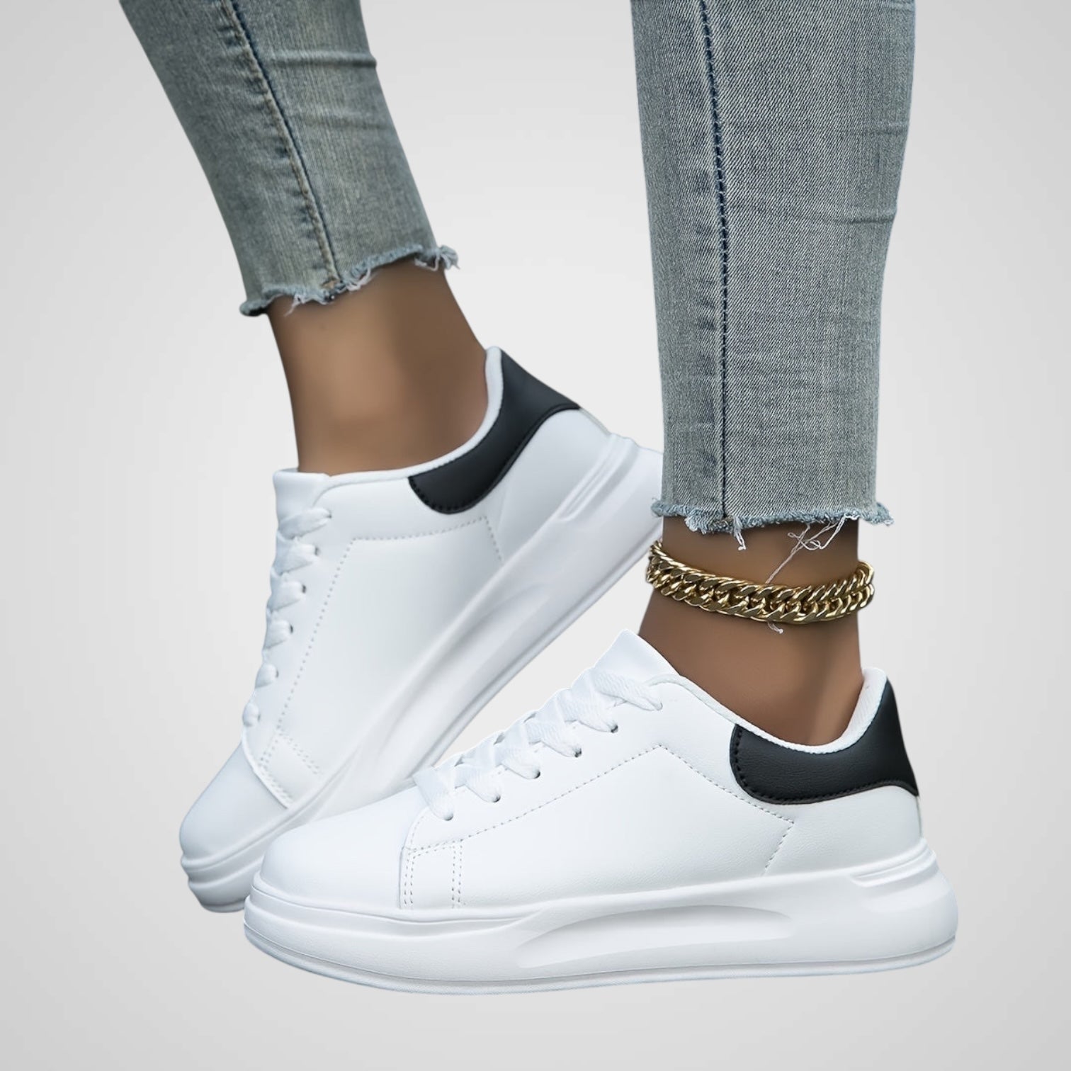 Elli | Women's Pure White Eco-Leather Sneakers