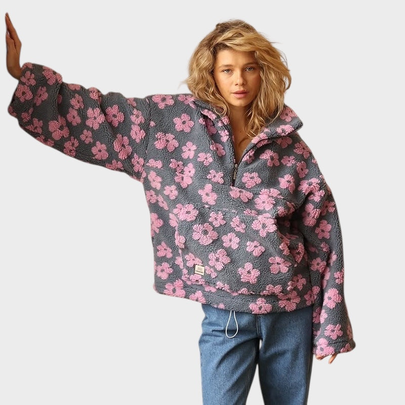 Daisy - Fleece sweatshirt with floral pattern