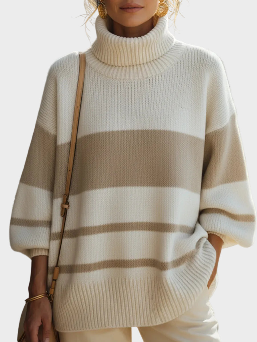 Laurie-Beige and Ecru Striped Sweater Zhivago