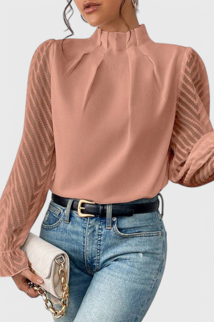 Helga Navy Long Sleeve Blouse