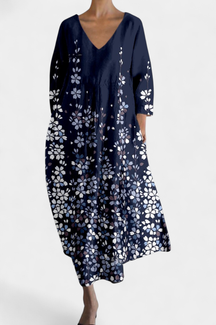 Anne Long Multicolored Dress with V Neckline