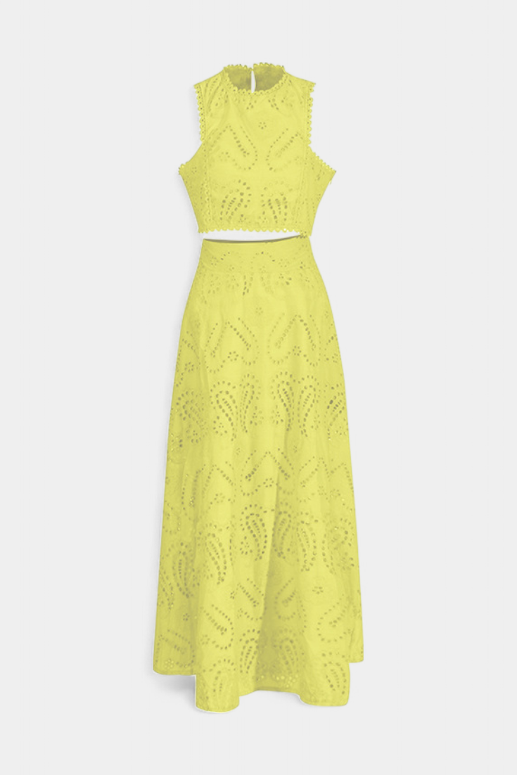 Danitza Romantic Set with Lace and Perforated Floral Design