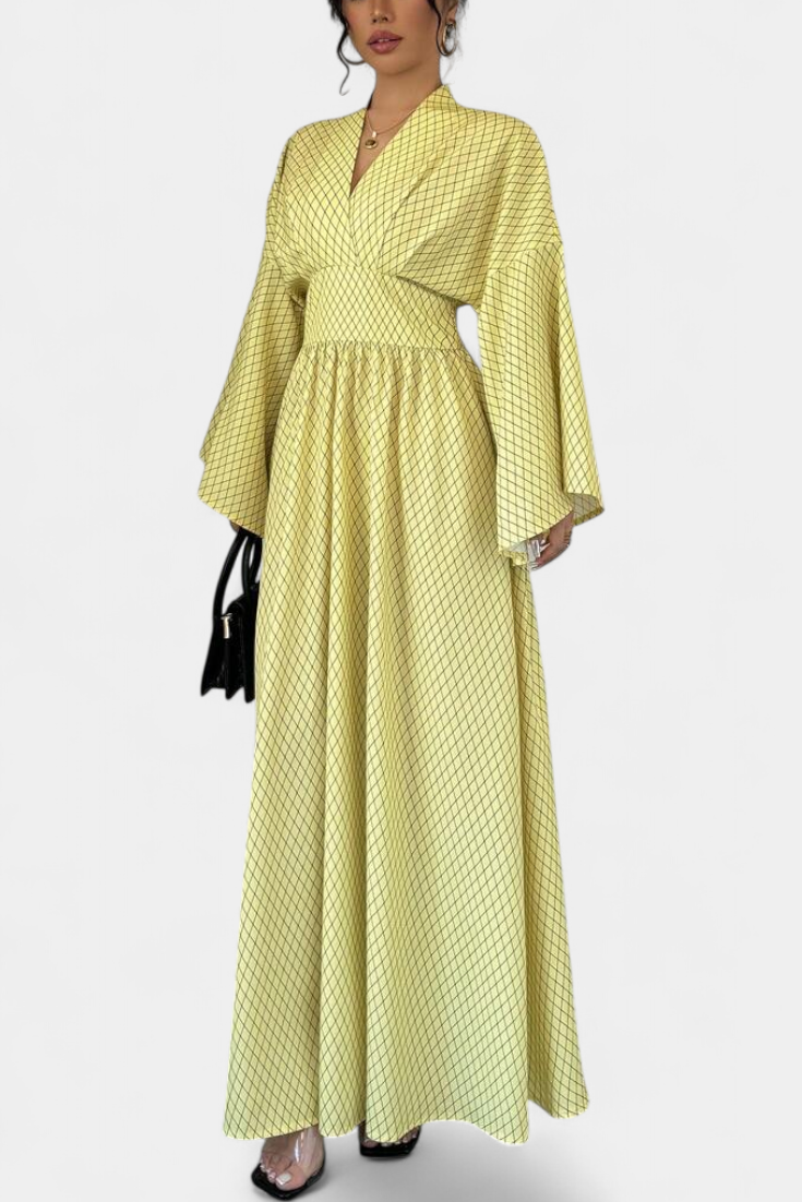 Anelia - Maxi Geometric Dress with V Neckline