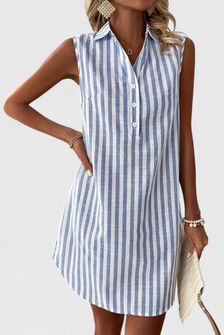Hiley Sleeveless Striped Shirt Dress