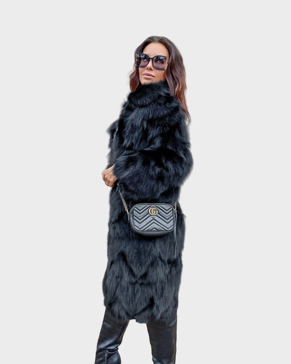 Dawn - Long faux fox fur coat
