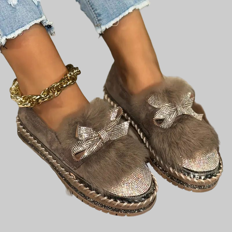 Crystal Bow comfortable loafers – shine and support