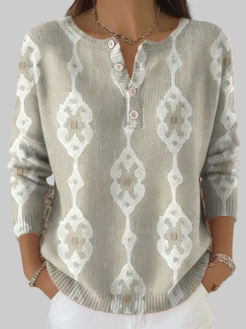 Keira | Vintage abstract button-up sweater