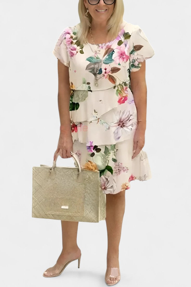 Tamara Floral Satin Tiered Dress
