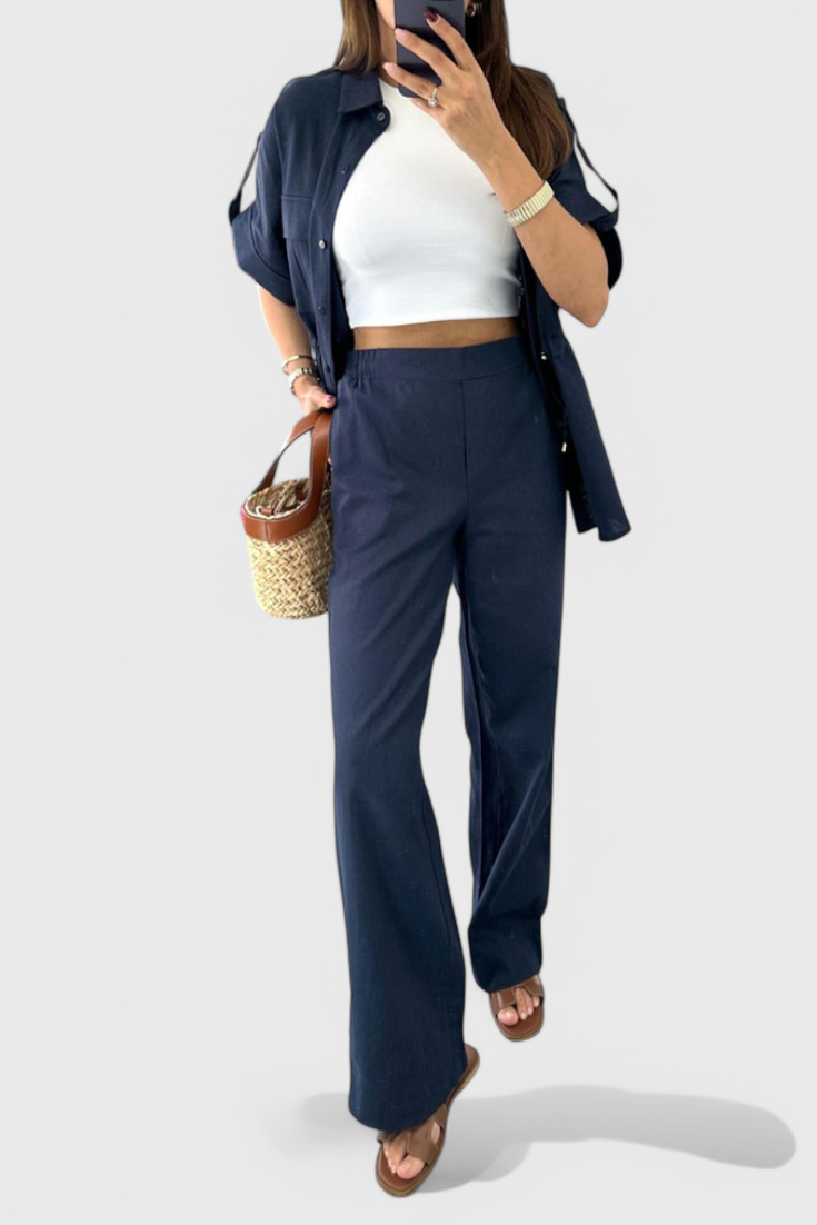 Lani Loose Two-Piece Set with Shirt and Pants