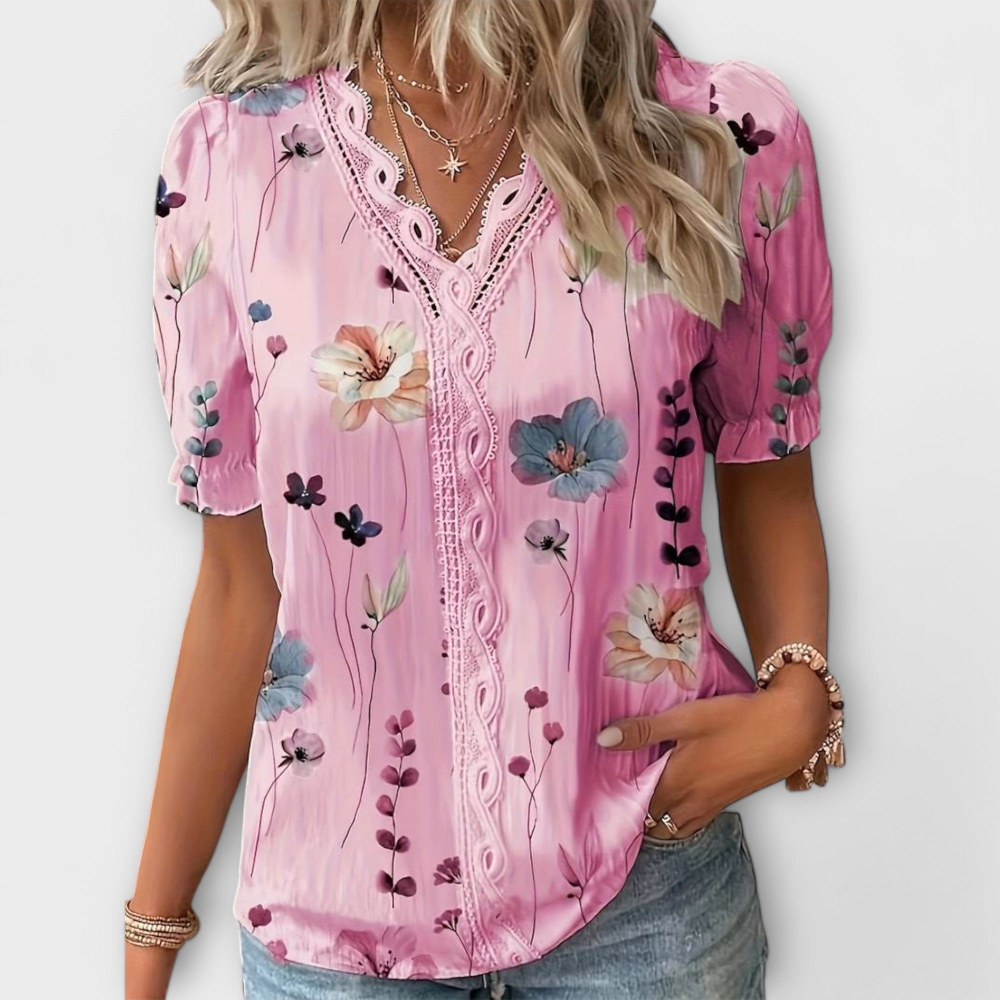 Emily - Fashion blouse with V-neckline