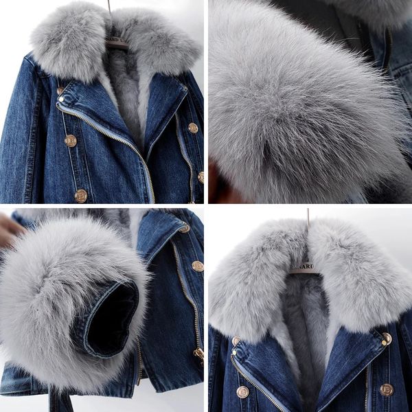 Margaux | Luxurious Fox Fur-trimmed Denim Jacket