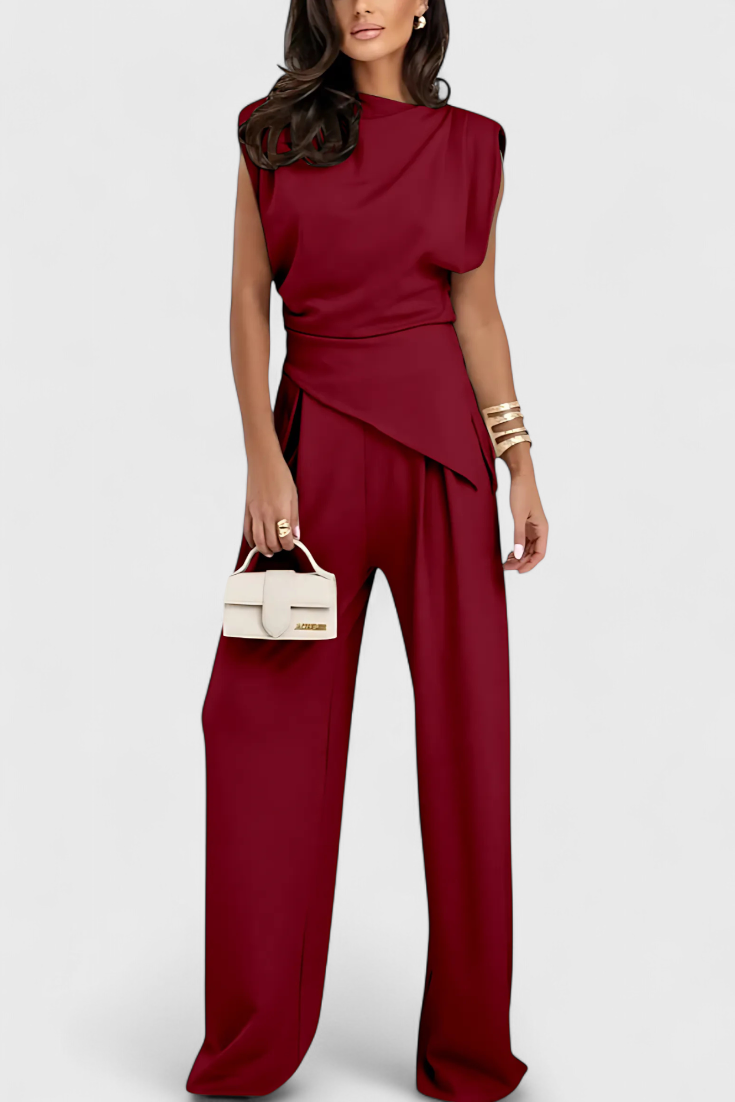 Sofia Asymmetric Set with Draped Shoulders