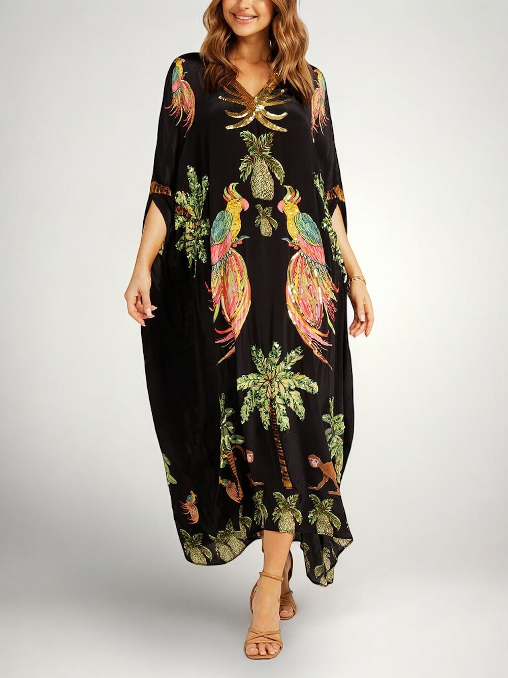 Sahara | Drop Shoulder Sleeve Coconut Tree Printed Dress