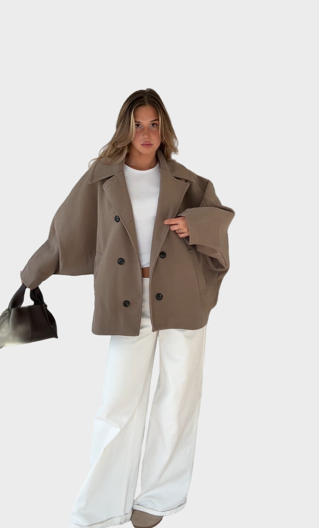 Wide-leg jacket in cinnamon color