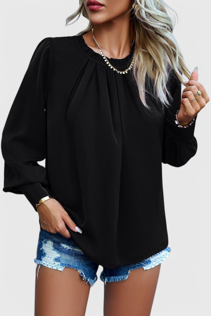 Dottie Long Sleeve Blouse with Lace Collar