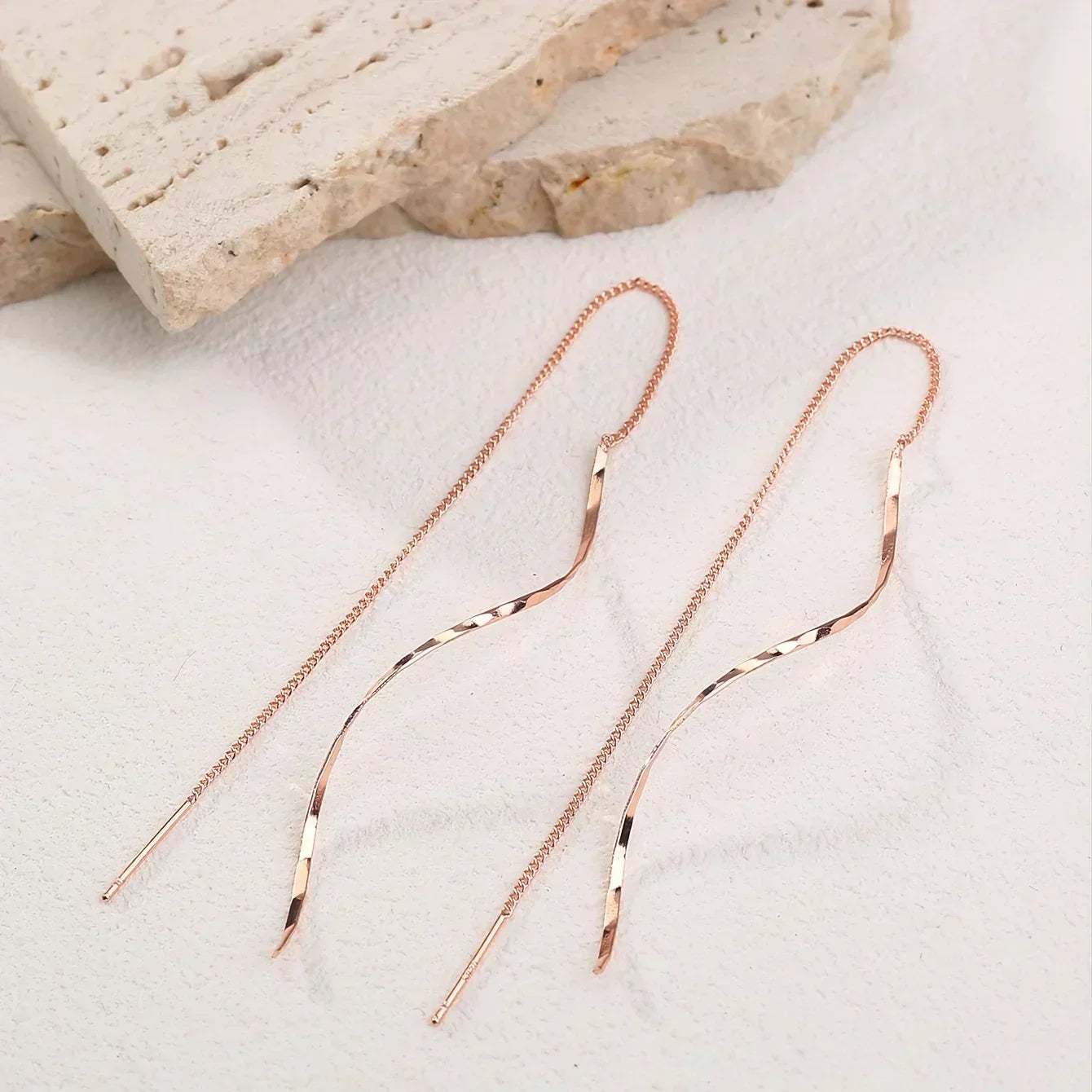 Long Earrings with Wave Pattern