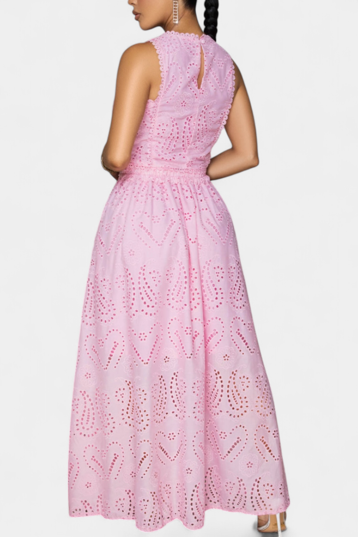 Danitza Romantic Set with Lace and Perforated Floral Design