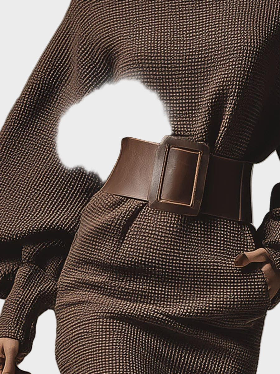 Camille | Short Knitted Dress with Structured Belt