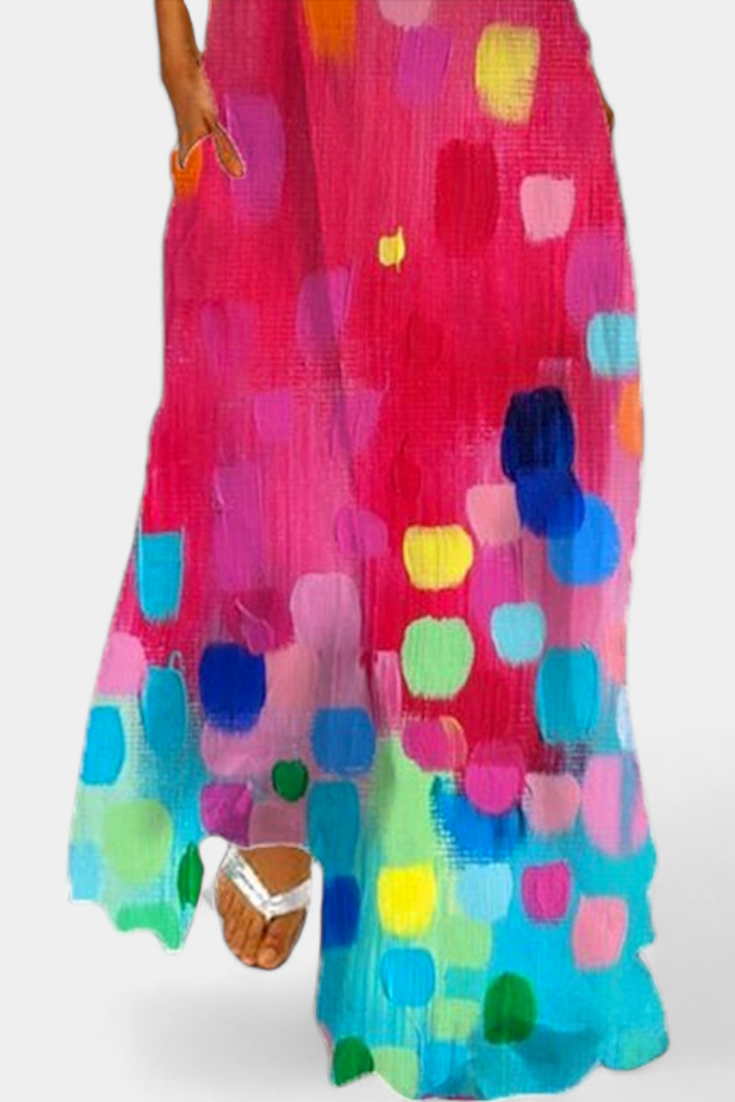 Enna Multicolor Sleeveless Dress with V-Neck