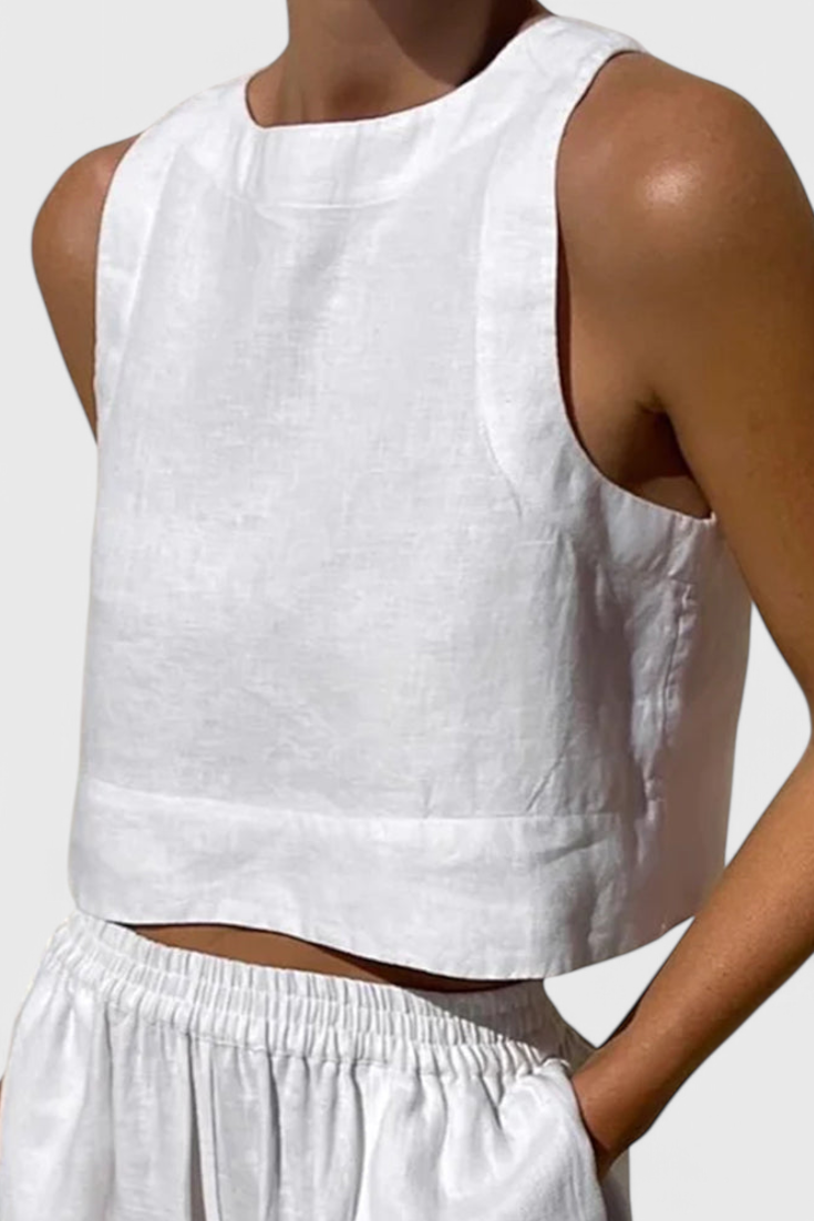 Avelina Minimalist Set in Lightweight Cotton and Linen