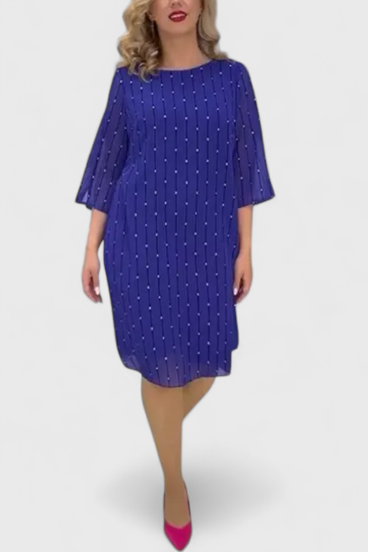 olly Elegant Chiffon Dress with Classic Cut and Shiny Drape