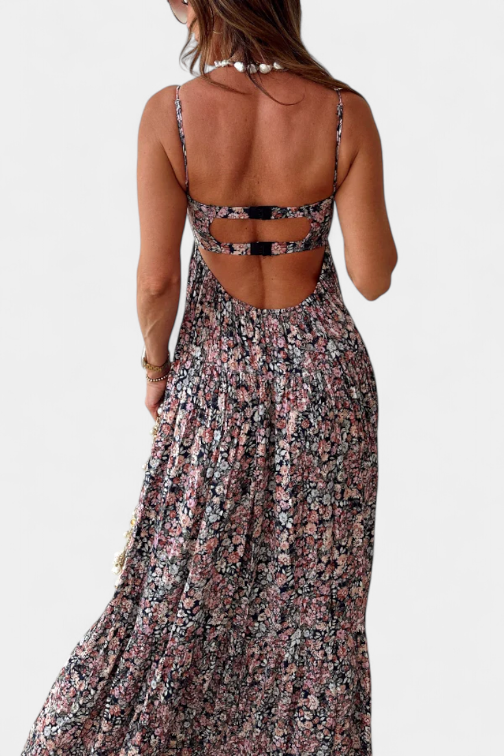Reyna Floral Maxi Dress with Open Back